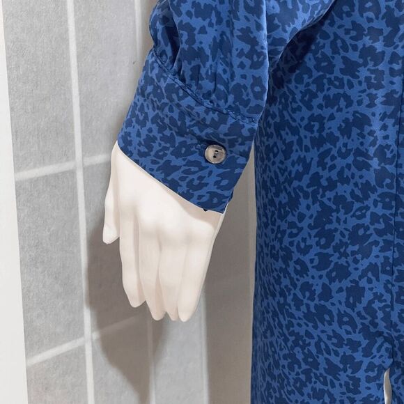 Hatch Kaia Dress Maternity Blue Leopard Button Front Tie Waist Size 0 Minimalist - Picture 6 of 10